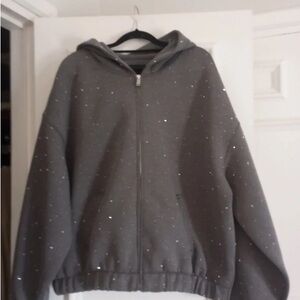 Speckled Gray Zip-Up Hoodie